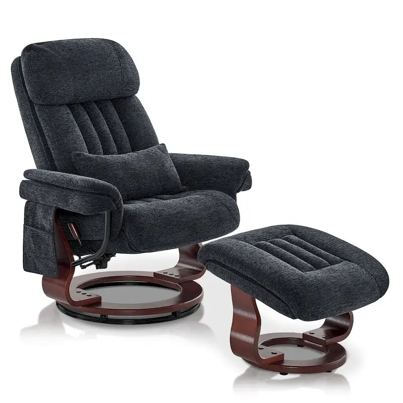 Fauteuil inclinable pivotant MCombo avec ottoman, chaise de bureau de loisirs, chaise longue ergonomique, tissu chenille 4687