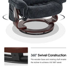 Fauteuil inclinable pivotant MCombo avec ottoman, chaise de bureau de loisirs, chaise longue ergonomique, tissu chenille 4687