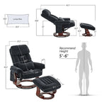 Fauteuil inclinable pivotant MCombo avec ottoman, chaise de bureau de loisirs, chaise longue ergonomique, tissu chenille 4687