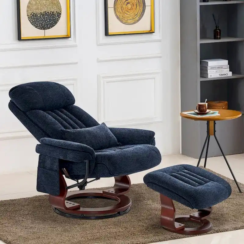 Fauteuil inclinable pivotant MCombo avec ottoman, chaise de bureau de loisirs, chaise longue ergonomique, tissu chenille 4687