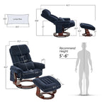 Fauteuil inclinable pivotant MCombo avec ottoman, chaise de bureau de loisirs, chaise longue ergonomique, tissu chenille 4687