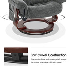 Fauteuil inclinable pivotant MCombo avec ottoman, chaise de bureau de loisirs, chaise longue ergonomique, tissu chenille 4687