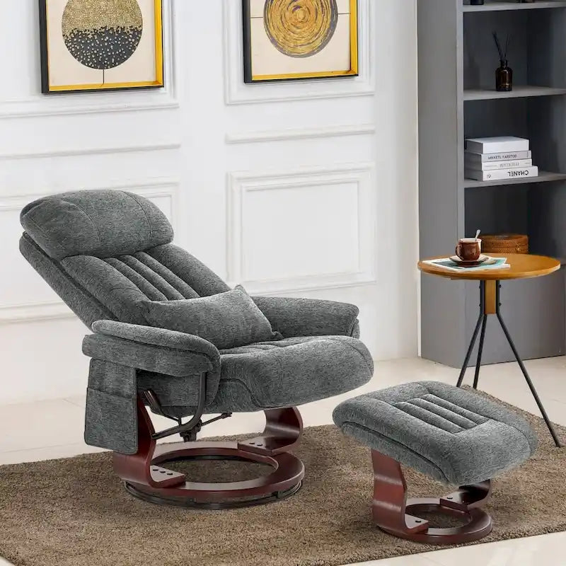 Fauteuil inclinable pivotant MCombo avec ottoman, chaise de bureau de loisirs, chaise longue ergonomique, tissu chenille 4687
