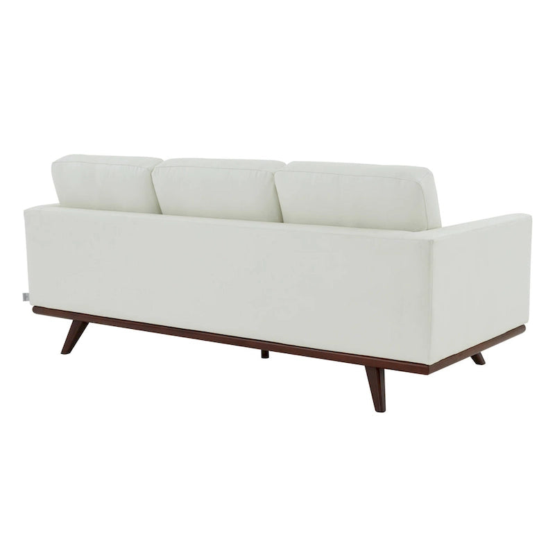 Canapé 3 places en cuir Chester avec base en bois de bouleau, canapé de salon moderne avec coussins amovibles - 83