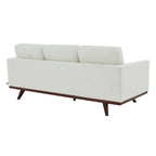 Canapé 3 places en cuir Chester avec base en bois de bouleau, canapé de salon moderne avec coussins amovibles - 83