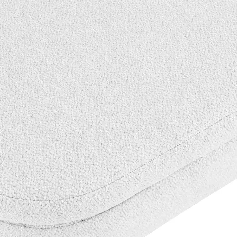 Pouffe de rangement ovale – Tissu plissé, pieds en bois d'hévéa (beige / blanc / gris), 2 places