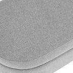 Pouffe de rangement ovale – Tissu plissé, pieds en bois d'hévéa (beige / blanc / gris), 2 places