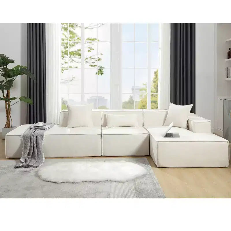 Canapé sectionnel modulaire 129,5W, canapé en forme de L, minimaliste, installation libre, bloc de tofu 4L -ModernLuxe