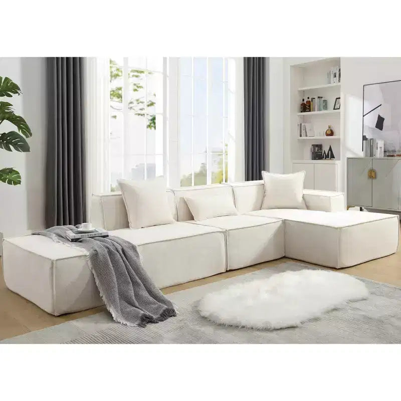Canapé sectionnel modulaire 129,5W, canapé en forme de L, minimaliste, installation libre, bloc de tofu 4L -ModernLuxe