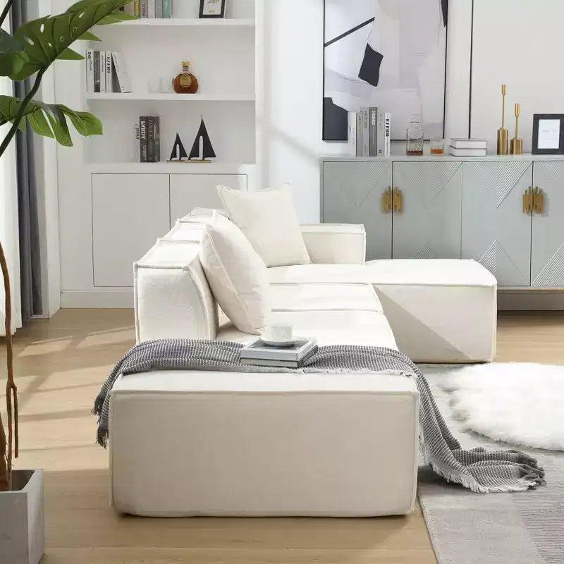 Canapé sectionnel modulaire 129,5W, canapé en forme de L, minimaliste, installation libre, bloc de tofu 4L -ModernLuxe