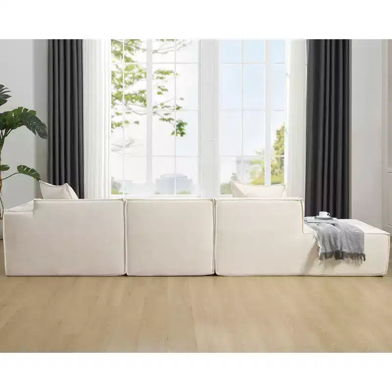 Canapé sectionnel modulaire 129,5W, canapé en forme de L, minimaliste, installation libre, bloc de tofu 4L -ModernLuxe