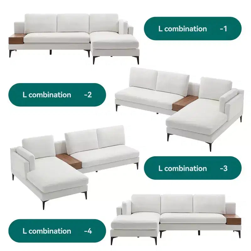 Canapé sectionnel 3 places minimaliste en forme de L avec méridienne réversible pour salon - Morden Fort