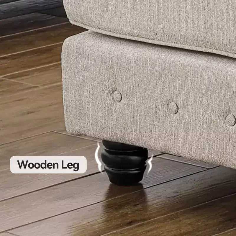 Canapé d'angle en lin 7 places en forme de U, grand canapé d'angle avec accoudoirs roulés de 132 cm et pouf - Morden Fort