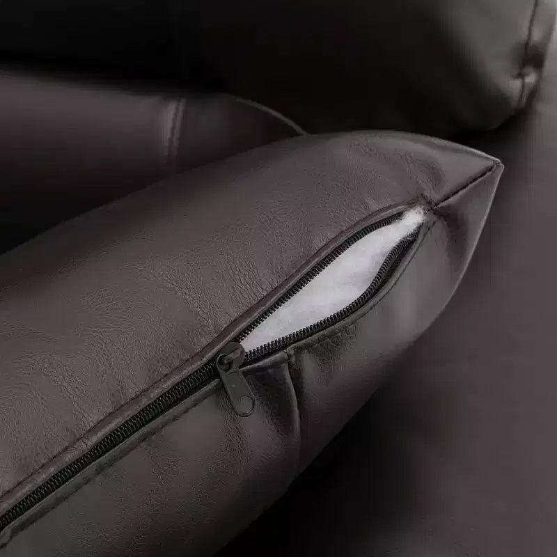 Ensemble de canapés et fauteuils de salon 6 places en similicuir avec oreillers, chocolat noir - Morden Fort