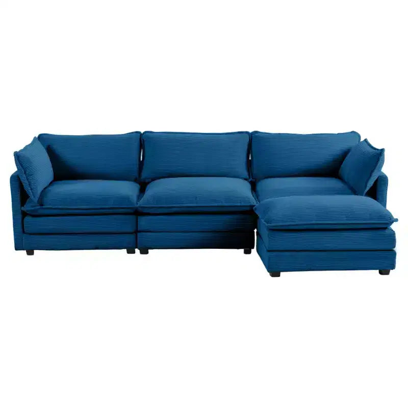 Canapé sectionnel moderne 4 pièces Likepay en velours côtelé de 284 cm de large avec ottoman