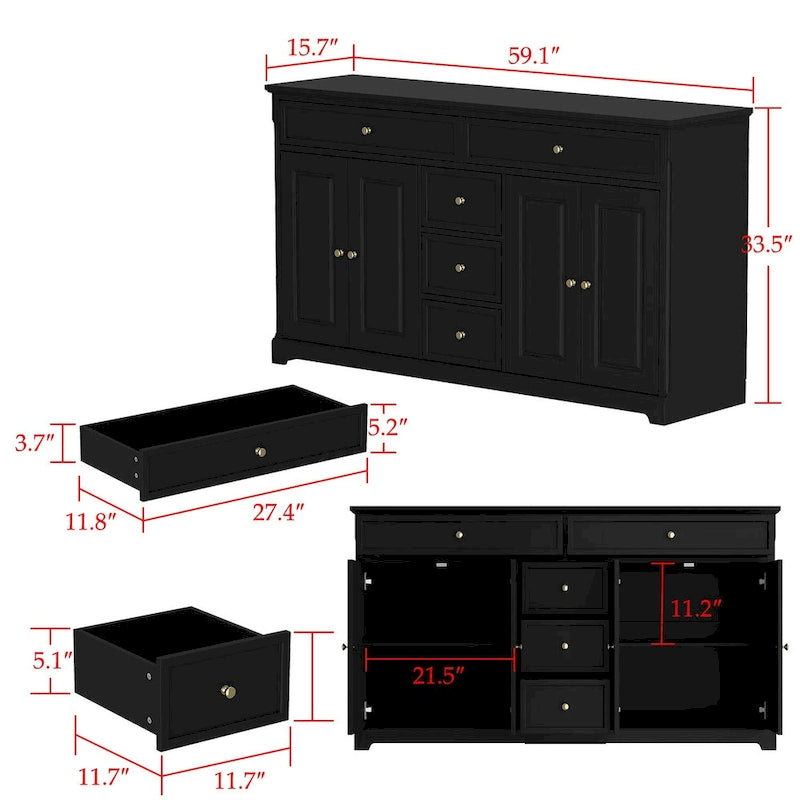 Commode de rangement polyvalente Meuble de rangement Buffet bahut Blanc/Noir/Gris