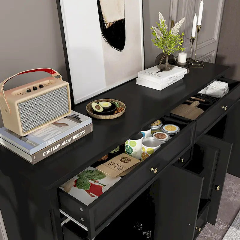 Commode de rangement polyvalente Meuble de rangement Buffet bahut Blanc/Noir/Gris