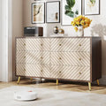 Commode 6 tiroirs marron/blanc avec pieds en métal, assemblage 1 personne