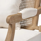 Fauteuil à la française ivoire, un siège, acajou sculpté et rotin
