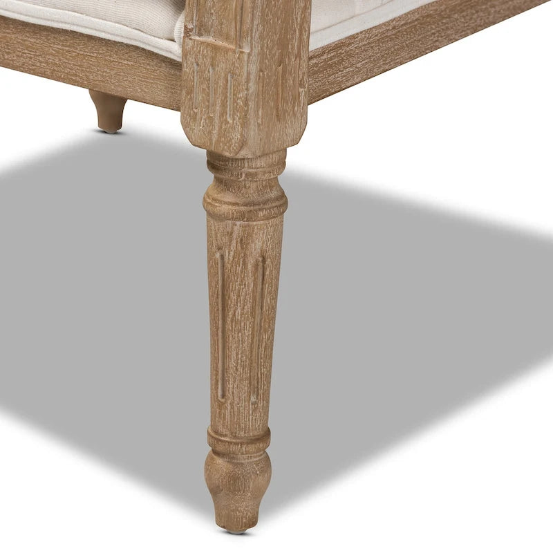 Fauteuil à la française ivoire, un siège, acajou sculpté et rotin