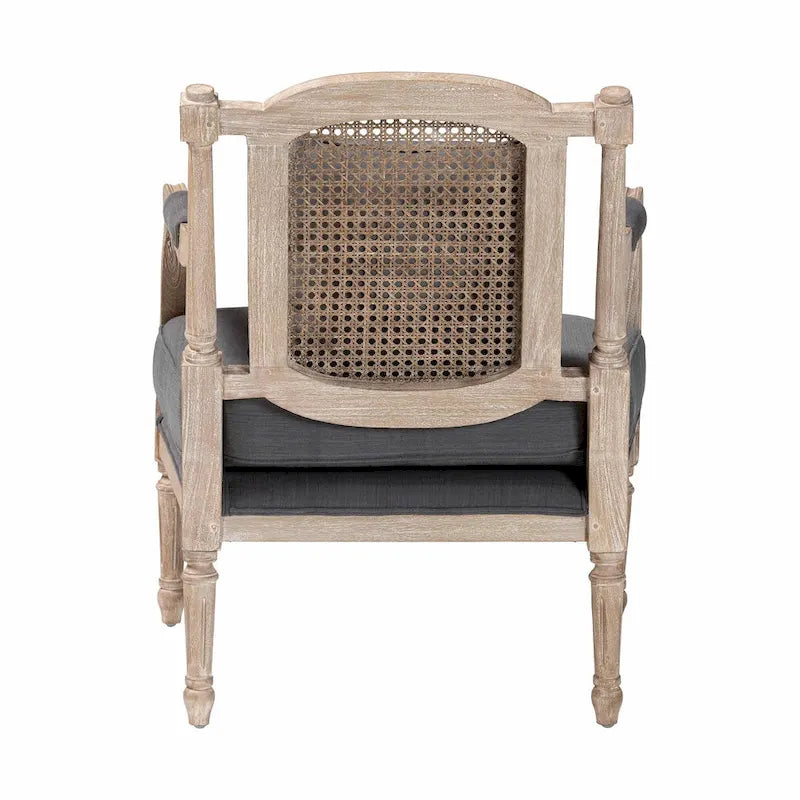 Fauteuil à la française ivoire, un siège, acajou sculpté et rotin