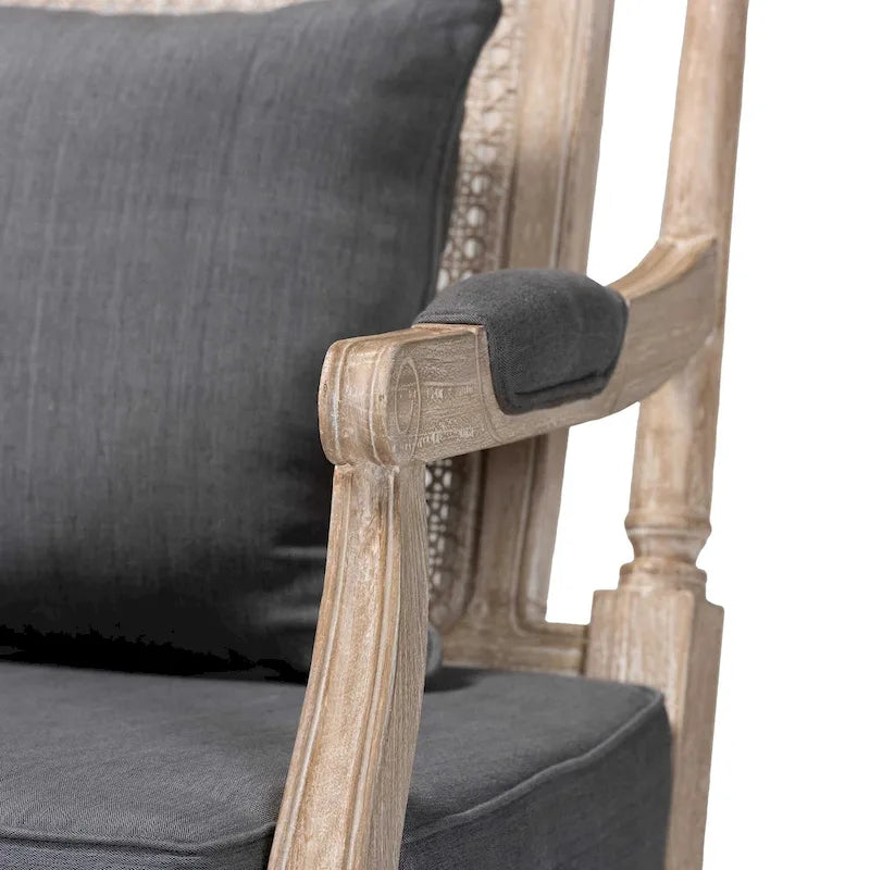 Fauteuil à la française ivoire, un siège, acajou sculpté et rotin