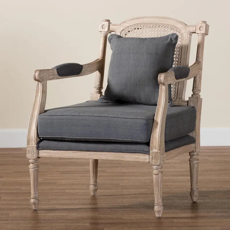 Fauteuil à la française ivoire, un siège, acajou sculpté et rotin