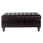 Banc de rangement en similicuir capitonné marron, 1 place