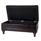 Banc de rangement en similicuir capitonné marron, 1 place