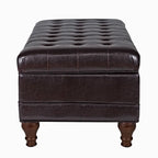 Banc de rangement en similicuir capitonné marron, 1 place