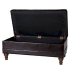 Banc de rangement en similicuir capitonné marron, 1 place