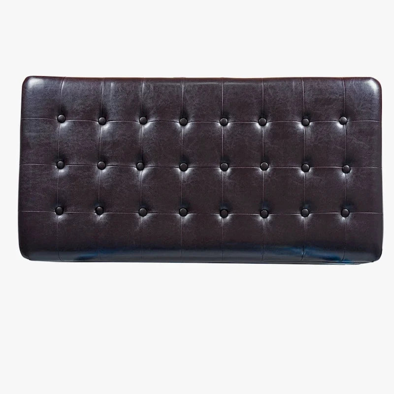 Banc de rangement en similicuir capitonné marron, 1 place