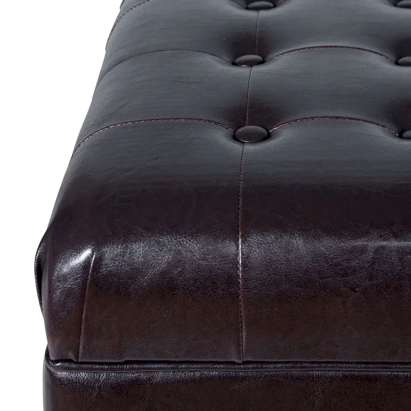 Banc de rangement en similicuir capitonné marron, 1 place