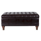 Banc de rangement en similicuir capitonné marron, 1 place