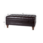 Banc de rangement en similicuir capitonné marron, 1 place