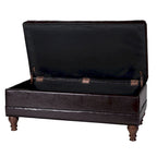 Banc de rangement en similicuir capitonné marron, 1 place
