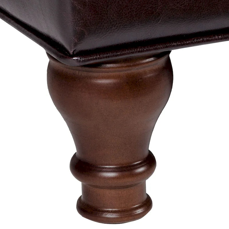 Banc de rangement en similicuir capitonné marron, 1 place