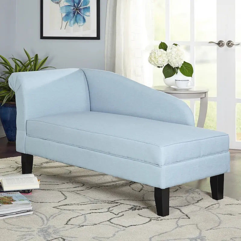 Chaise longue capitonnée beige / bleue / grise / orange / bordeaux avec rangement, simple