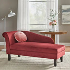 Chaise longue capitonnée beige / bleue / grise / orange / bordeaux avec rangement, simple