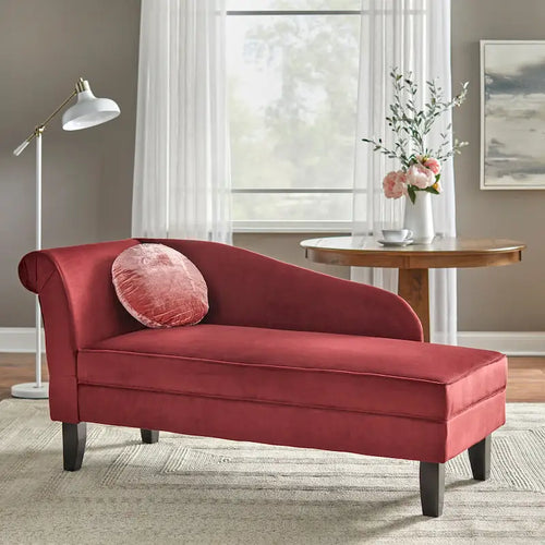 Chaise longue capitonnée beige / bleue / grise / orange / bordeaux avec rangement, simple