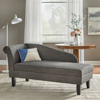Chaise longue capitonnée beige / bleue / grise / orange / bordeaux avec rangement, simple