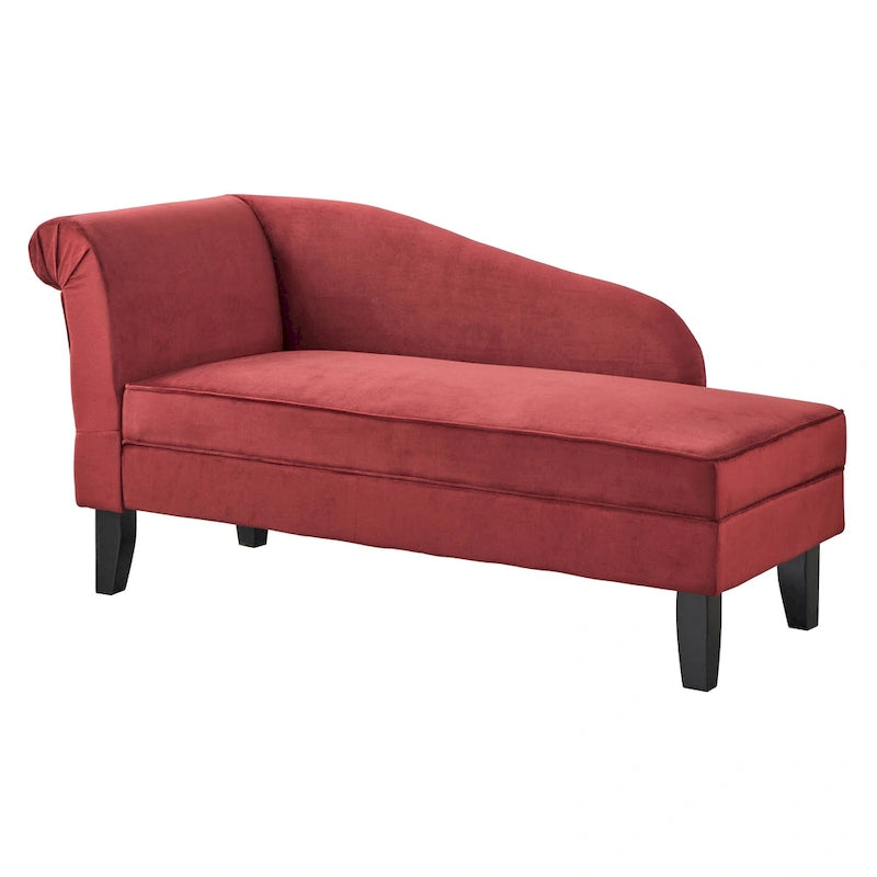 Chaise longue capitonnée beige / bleue / grise / orange / bordeaux avec rangement, simple