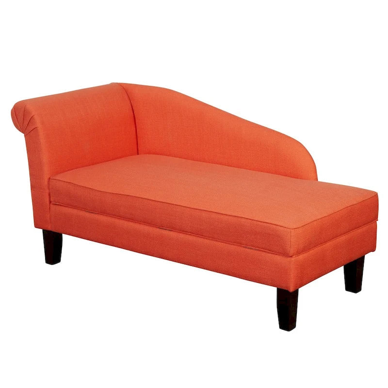 Chaise longue capitonnée beige / bleue / grise / orange / bordeaux avec rangement, simple
