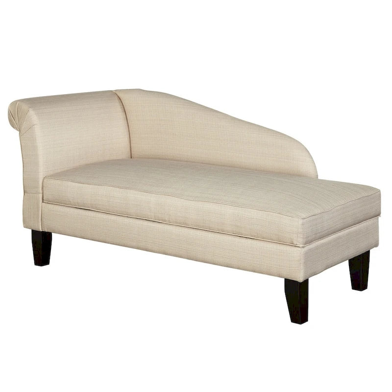 Chaise longue capitonnée beige / bleue / grise / orange / bordeaux avec rangement, simple