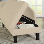 Chaise longue capitonnée beige / bleue / grise / orange / bordeaux avec rangement, simple