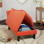 Chaise longue capitonnée beige / bleue / grise / orange / bordeaux avec rangement, simple
