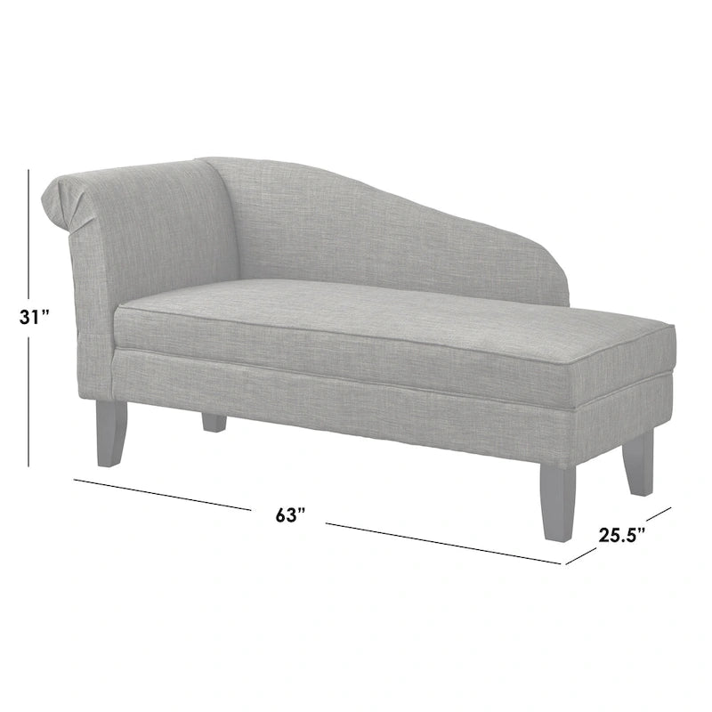 Chaise longue capitonnée beige / bleue / grise / orange / bordeaux avec rangement, simple