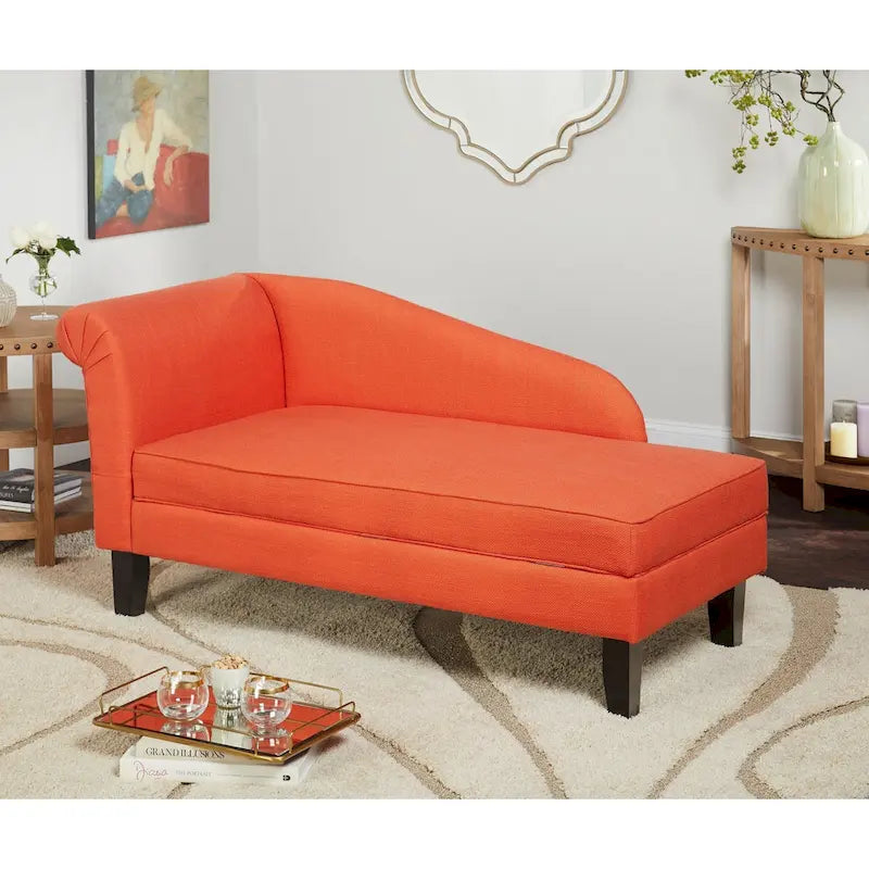 Chaise longue capitonnée beige / bleue / grise / orange / bordeaux avec rangement, simple