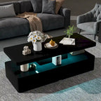 Table basse moderne et élégante avec lumières LED 16 couleurs, design double couche pour salon