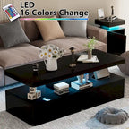 Table basse moderne et élégante avec lumières LED 16 couleurs, design double couche pour salon